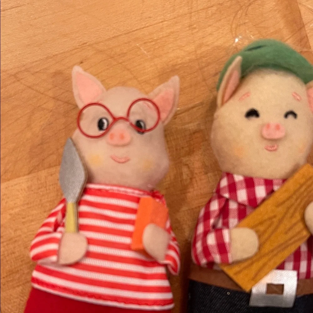 Set of Three Little Pigs 6” Target Ornaments -Soft Felt